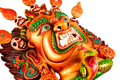Masque Mahakala Tibétain Dharmapala En Bois – Danse Cham Du Népal
