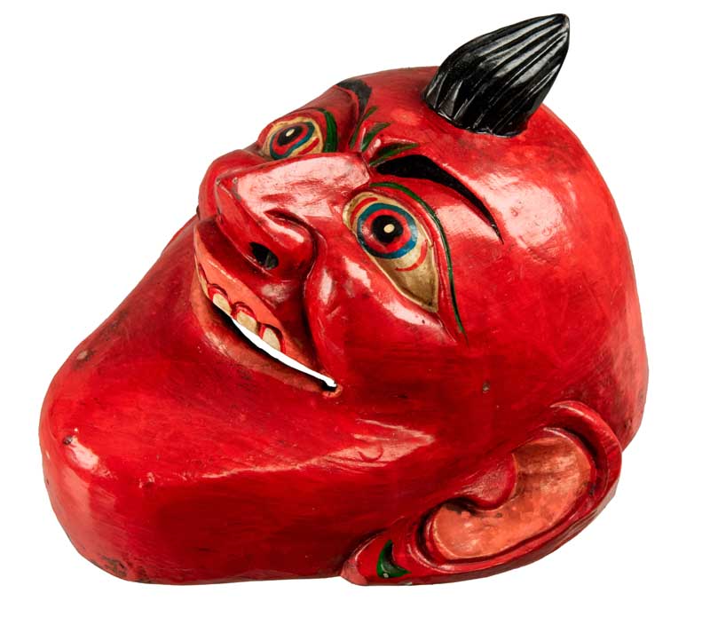Masque Joker Rouge Danse Cham Bouddhiste – Bois Du Népal