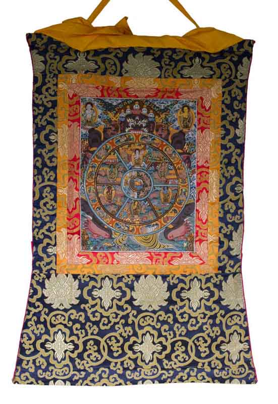 Thangka Tibétain Mandala Roue De La Vie – Peinture Bouddhiste Du Népal