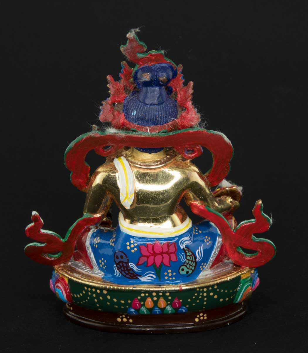 Statue tibétaine de Jambhala Malla Kuber colorée en bronze – Divinité de la prospérité du Népal