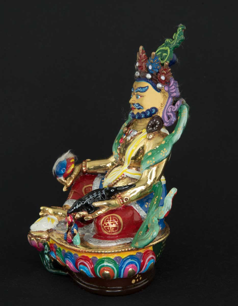Statue tibétaine de Jambhala Malla Kuber colorée en bronze – Divinité de la prospérité du Népal