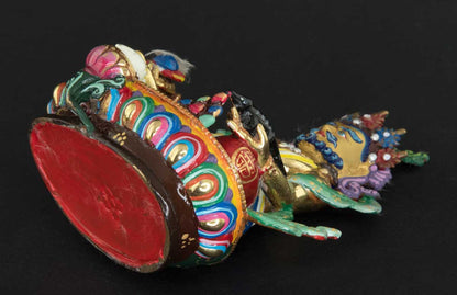 Statue tibétaine de Jambhala Malla Kuber colorée en bronze – Divinité de la prospérité du Népal