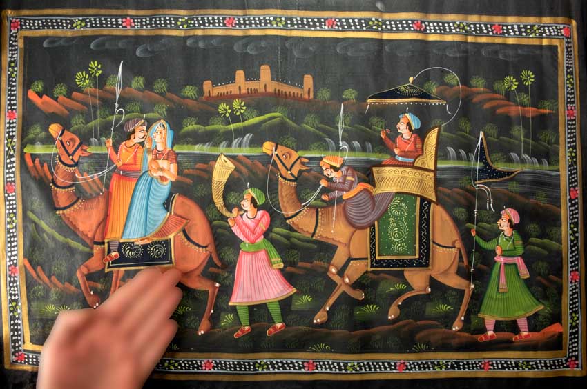 Peinture Moghole Indienne – Chasse Royale du Maharaja à Dos de Chameau
