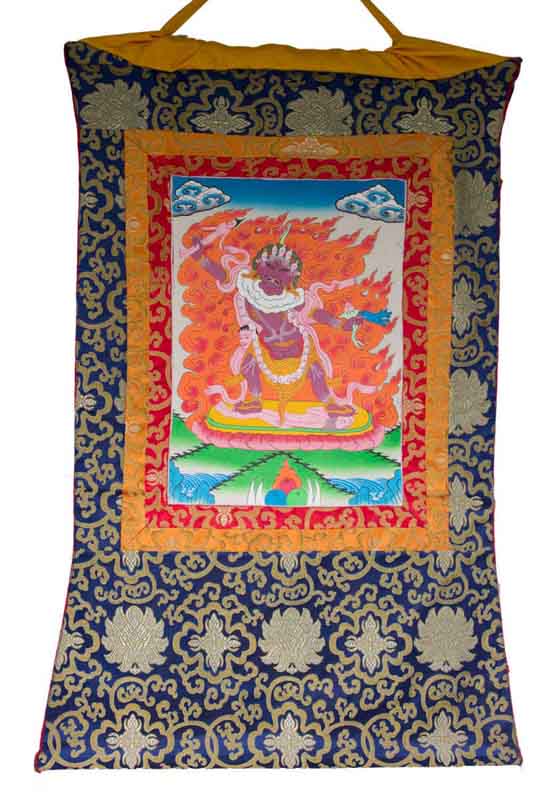 Thangka Tibétain Mahakala – Divinité Protectrice Du Bouddhisme Vajrayana