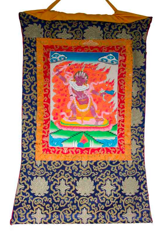 Thangka Tibétain Mahakala – Divinité Protectrice Du Bouddhisme Vajrayana