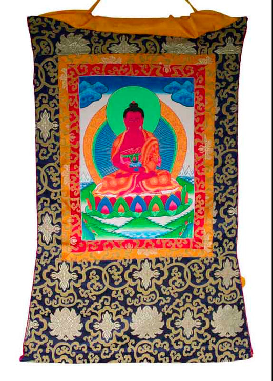 Thangka Tibétain Bouddha Amitabha – Symbole De La Lumière Infinie Et De La Sagesse