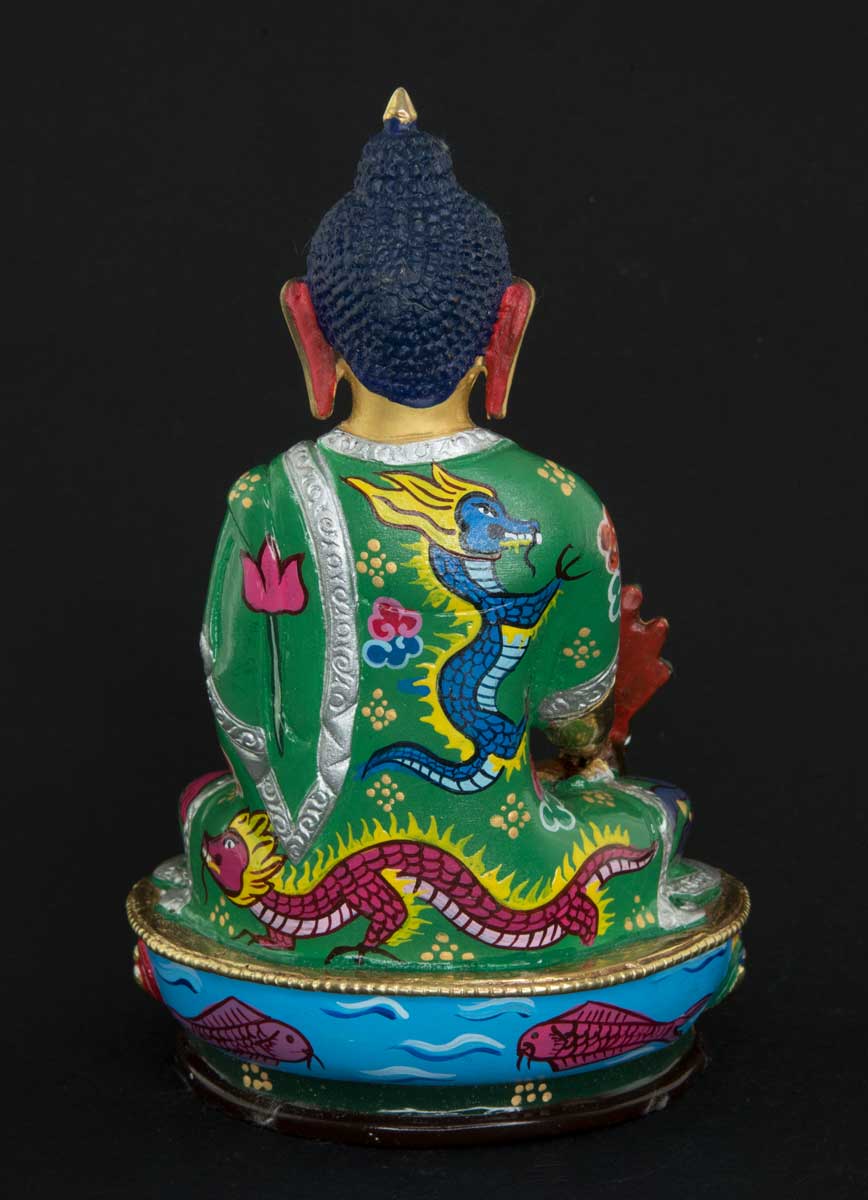 Statue tibétaine du Bouddha de la Médecine en bronze doré – Artisanat sacré du clan Shakya de Patan