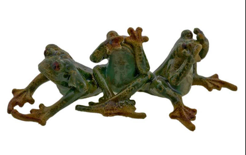 Figurine Grenouille Des Trois Sagesses en Céramique Artisanale