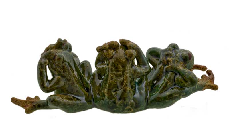 Figurine Grenouille Des Trois Sagesses en Céramique Artisanale