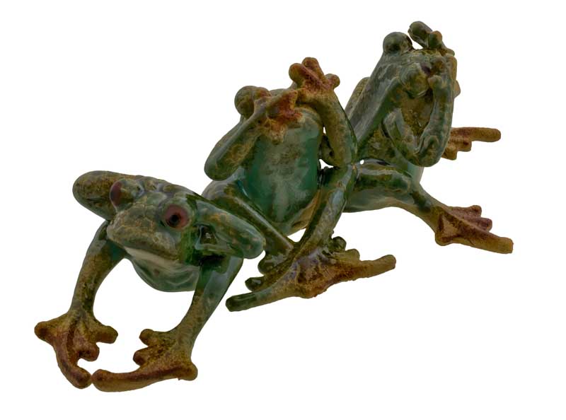 Figurine Grenouille Des Trois Sagesses en Céramique Artisanale