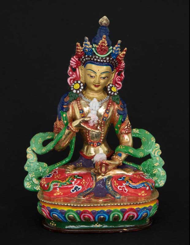 Statue tibétaine de Vajrasattva en bronze doré – Bodhisattva de la purification et de la sagesse