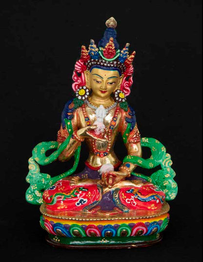 Statue tibétaine de Vajrasattva en bronze doré – Bodhisattva de la purification et de la sagesse