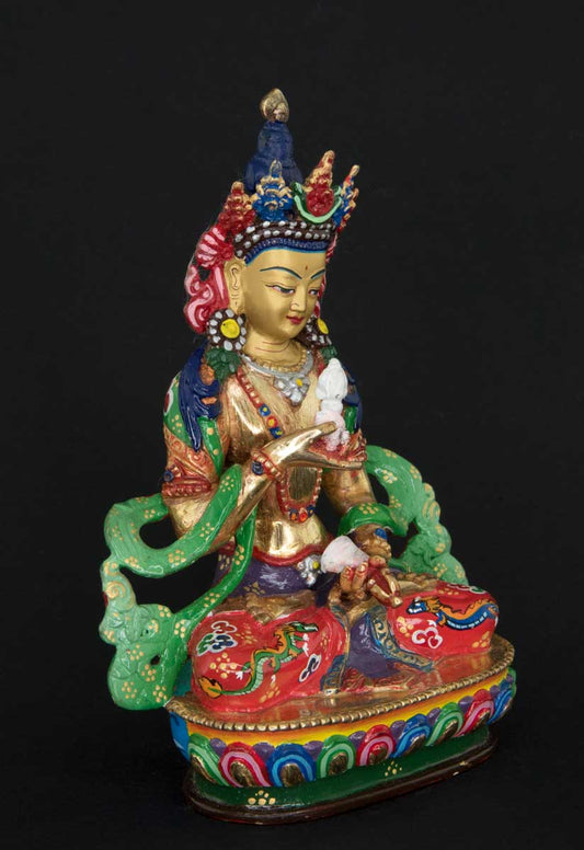 Statue tibétaine de Vajrasattva en bronze doré – Bodhisattva de la purification et de la sagesse