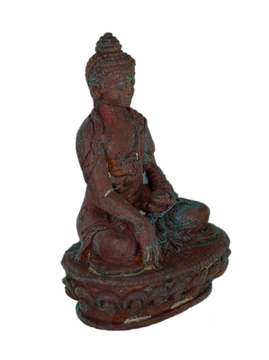 Ancienne amulette statuette Bouddha Akshobhya en métal – Artisanat tibétain fait main
