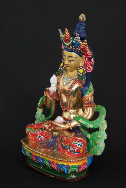 Statue tibétaine de Vajrasattva en bronze doré – Bodhisattva de la purification et de la sagesse