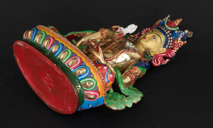 Statue tibétaine de Vajrasattva en bronze doré – Bodhisattva de la purification et de la sagesse