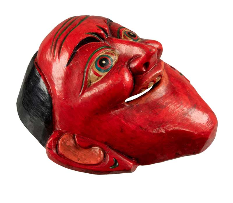 Masque Joker Rouge Danse Cham Bouddhiste – Décoration Murale Népalaise