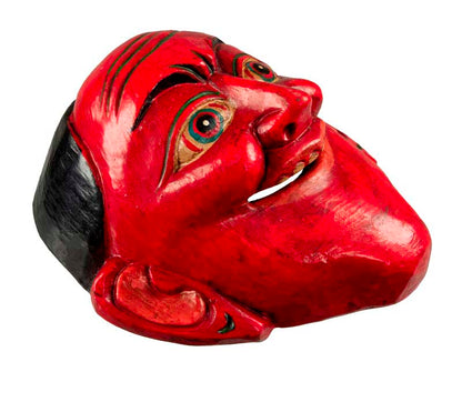 Masque Joker Rouge Danse Cham Bouddhiste – Décoration Murale Népalaise
