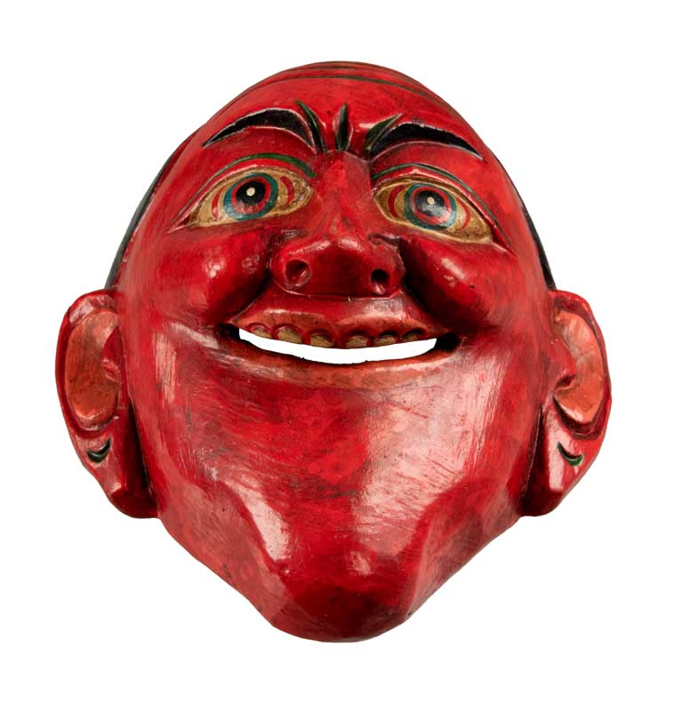 Masque Joker Rouge Danse Cham Bouddhiste – Décoration Murale Népalaise