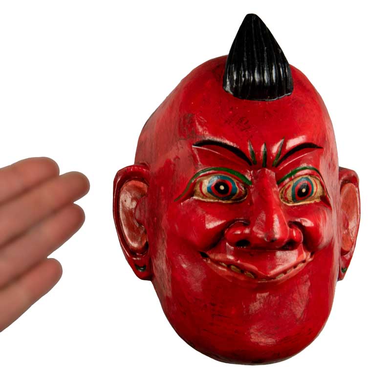 Masque Joker Rouge Danse Rituelle Bouddhiste – Décoration Murale Népalaise