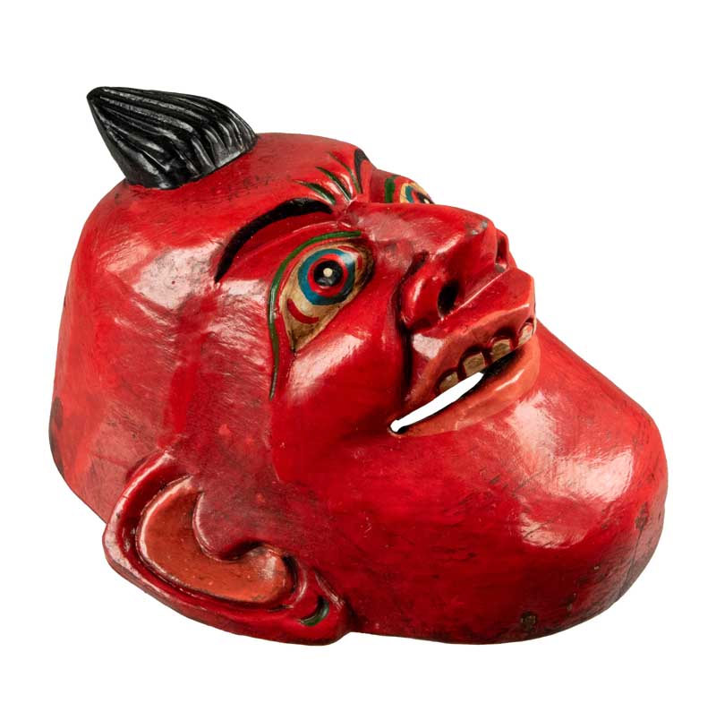 Masque Joker Rouge Danse Rituelle Bouddhiste – Décoration Murale Népalaise