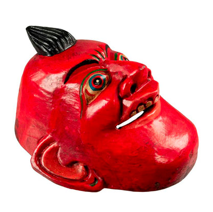 Masque Joker Rouge Danse Rituelle Bouddhiste – Décoration Murale Népalaise