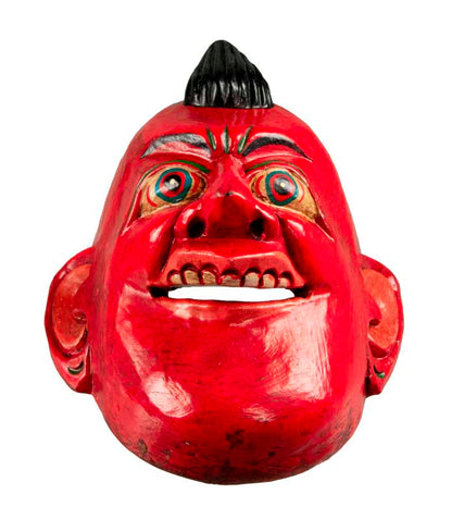 Masque Joker Rouge Danse Rituelle Bouddhiste – Décoration Murale Népalaise