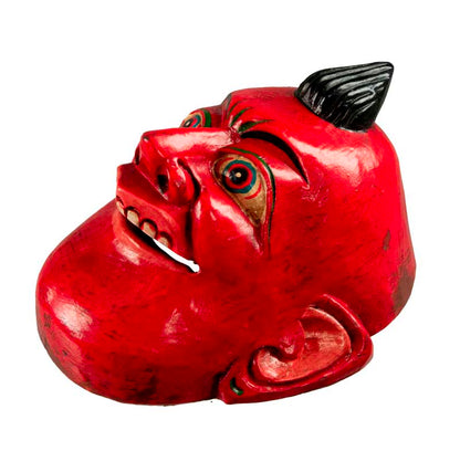 Masque Joker Rouge Danse Rituelle Bouddhiste – Décoration Murale Népalaise