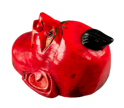 Masque Joker Rouge Danse Rituelle Bouddhiste – Décoration Murale Népalaise