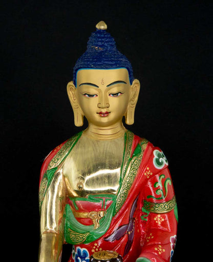 Statue tibétaine de Bouddha Shakyamuni en bronze doré – Grande œuvre artisanale du clan Shakya de Patan