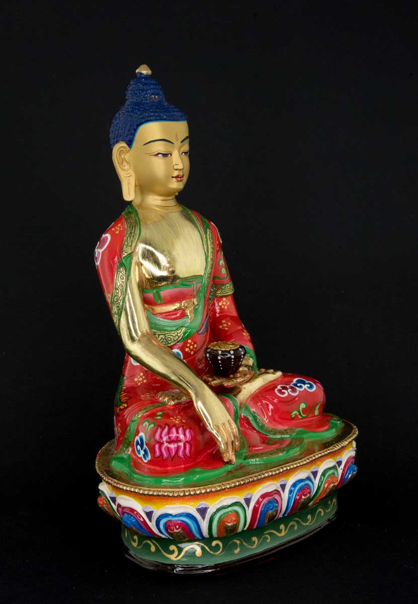 Statue tibétaine de Bouddha Shakyamuni en bronze doré – Grande œuvre artisanale du clan Shakya de Patan