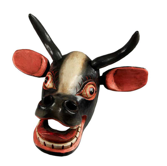 Masque Vache Surabhi Kamadhenu En Bois – Décoration Murale Du Népal