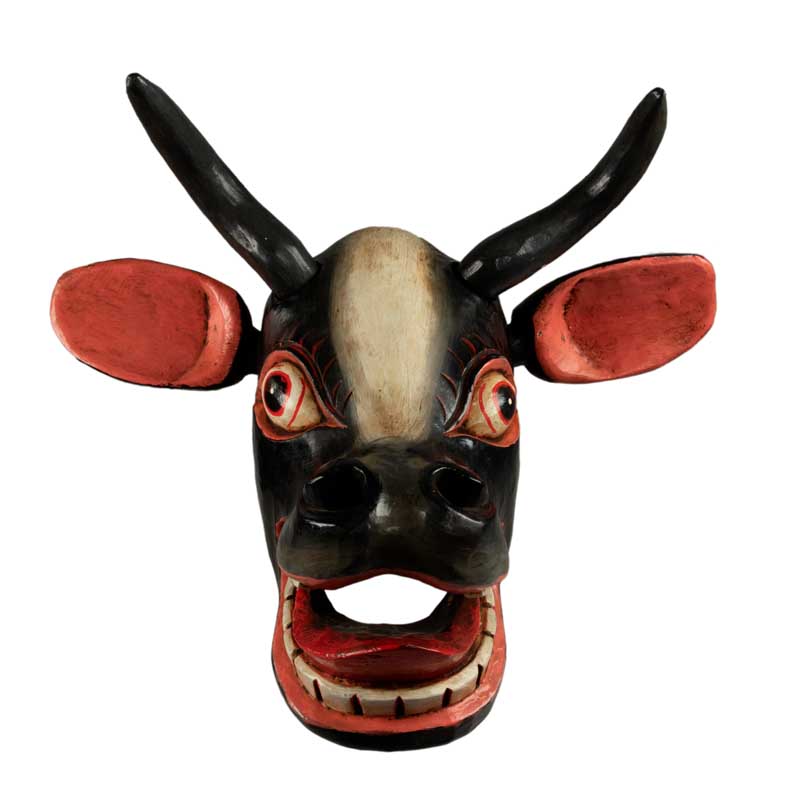 Masque Vache Surabhi Kamadhenu En Bois – Décoration Murale Du Népal
