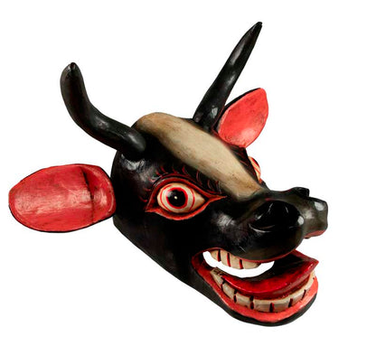 Masque Vache Surabhi Kamadhenu En Bois – Décoration Murale Du Népal