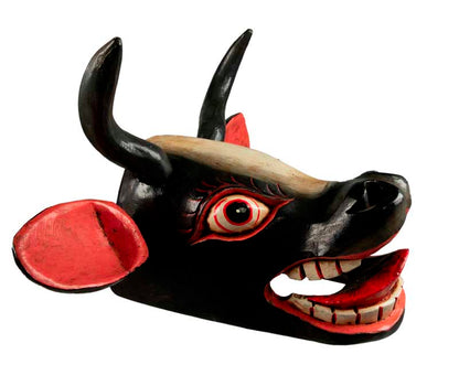 Masque Vache Surabhi Kamadhenu En Bois – Décoration Murale Du Népal