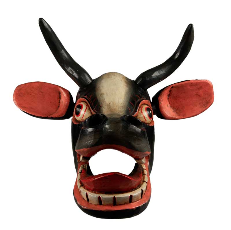 Masque Vache Surabhi Kamadhenu En Bois – Décoration Murale Du Népal