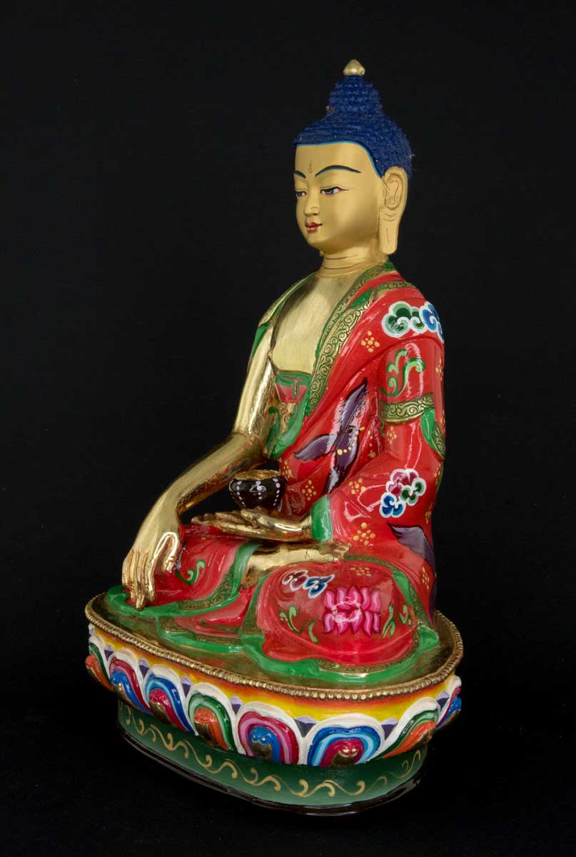 Statue tibétaine de Bouddha Shakyamuni en bronze doré – Grande œuvre artisanale du clan Shakya de Patan