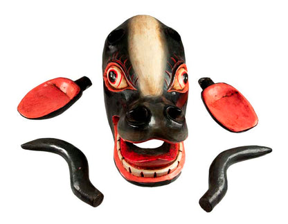 Masque Vache Surabhi Kamadhenu En Bois – Décoration Murale Du Népal