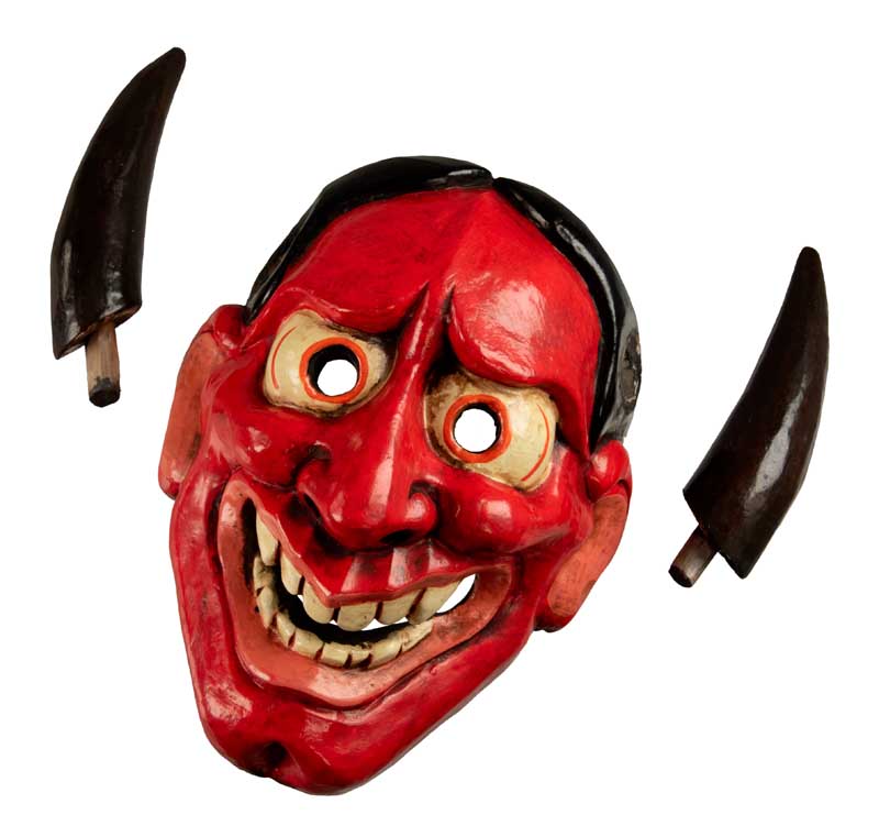 Masque Hannya Japonais Nô En Bois – Décoration Murale Artisanale Du Népal