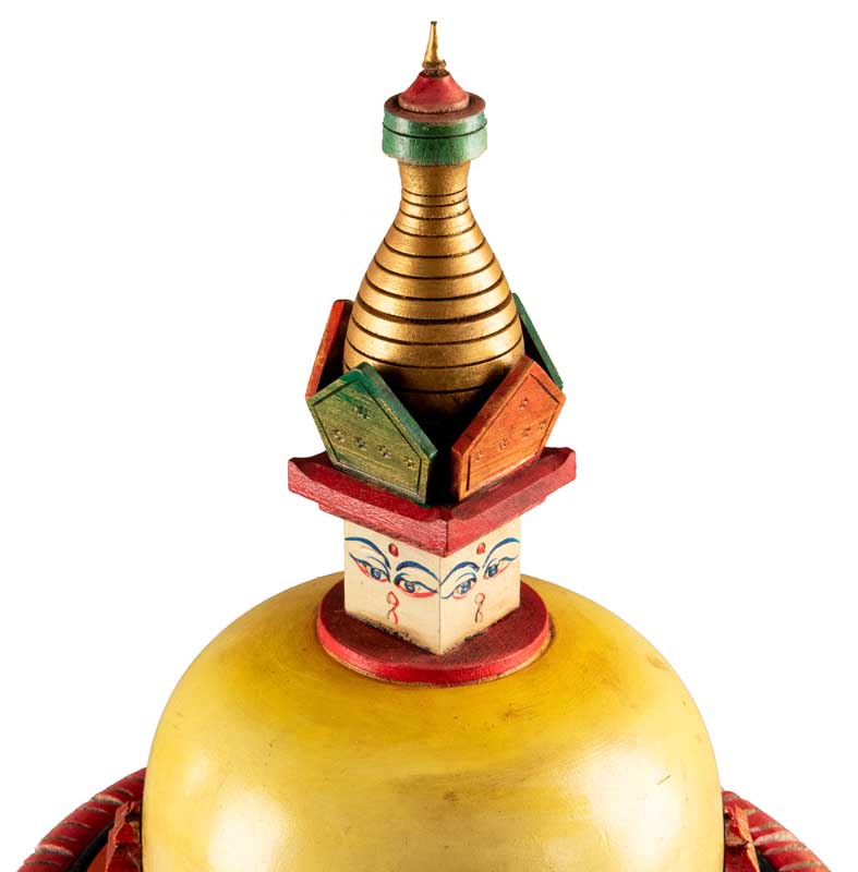 Stupa Swayambhunath En Bois Peint – Statue Bouddhiste Du Népal