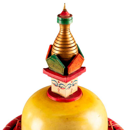 Stupa Swayambhunath En Bois Peint – Statue Bouddhiste Du Népal