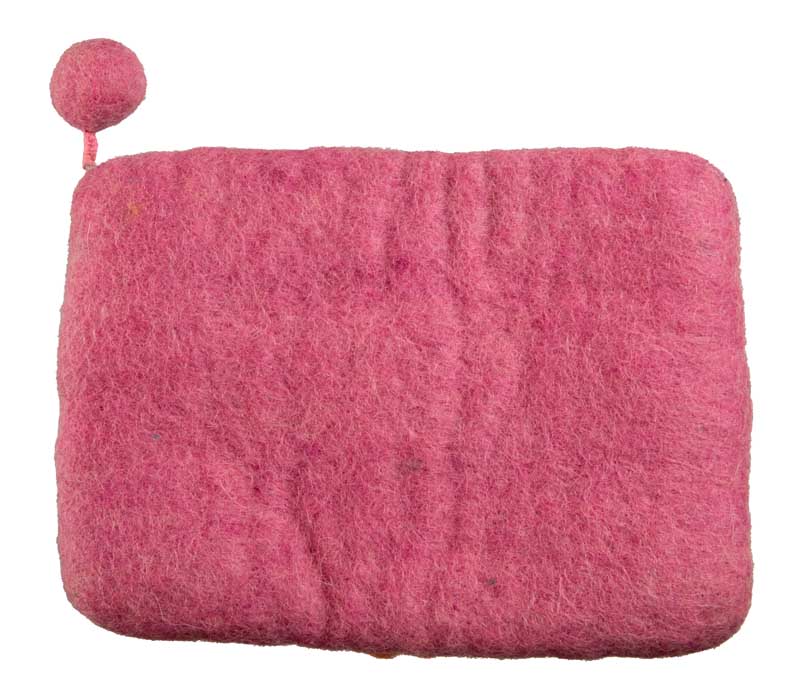 Porte-Monnaie en Feutrine Rose à Fleurs – Artisanat Népalais