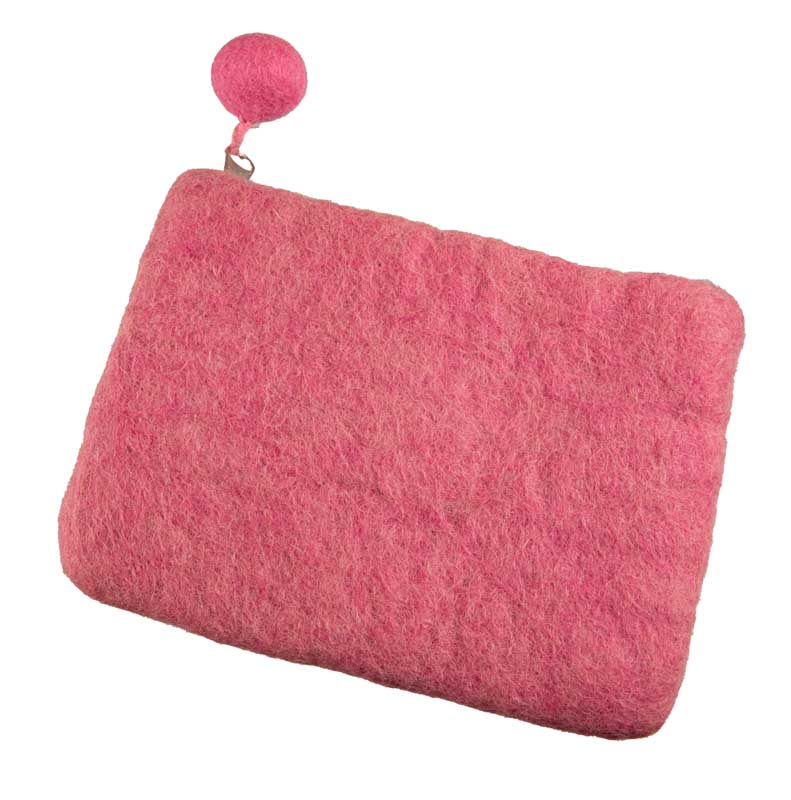 Porte-Monnaie en Feutrine Rose à Fleurs – Artisanat Népalais