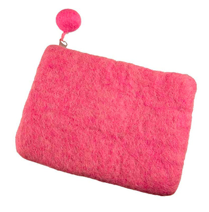 Porte-Monnaie en Feutrine Rose à Fleurs – Artisanat Népalais