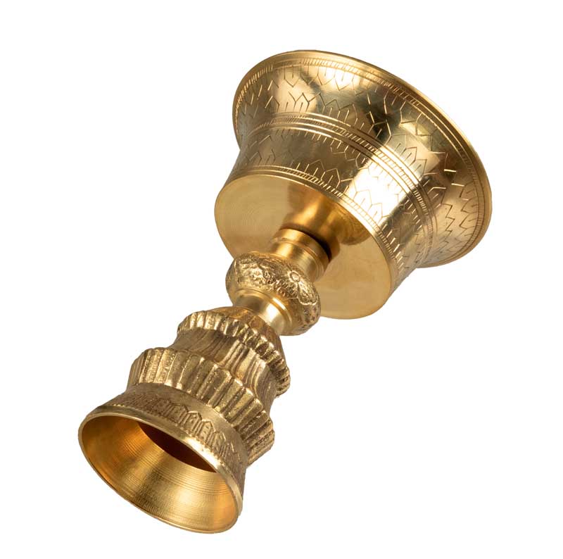 Lampe à beurre bouddhiste de monastère en laiton – grande Dipa pour offrande de lumière