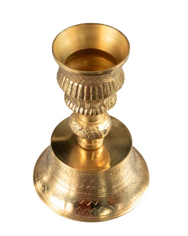 Lampe à beurre bouddhiste de monastère en laiton – grande Dipa pour offrande de lumière