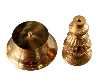 Lampe à beurre bouddhiste de monastère en laiton – grande Dipa pour offrande de lumière