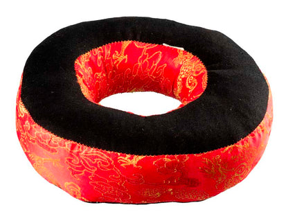 Coussin pour bol tibétain chantant Ø 21 cm – brocart rouge artisanal du Népal