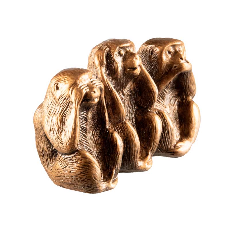 3 Singes De La Sagesse Dorés – Figurines Japonaises En Résine