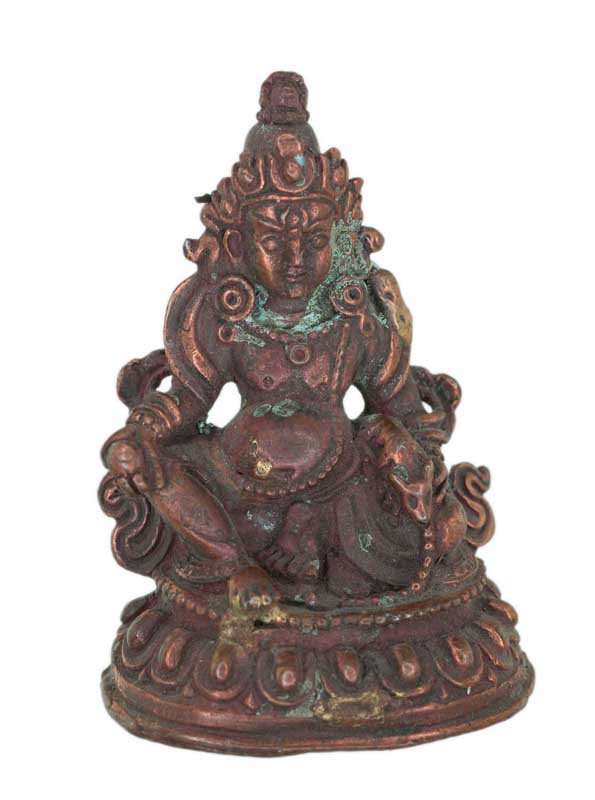 Ancienne amulette statuette Yellow Jambhala en métal – Artisanat tibétain fait main